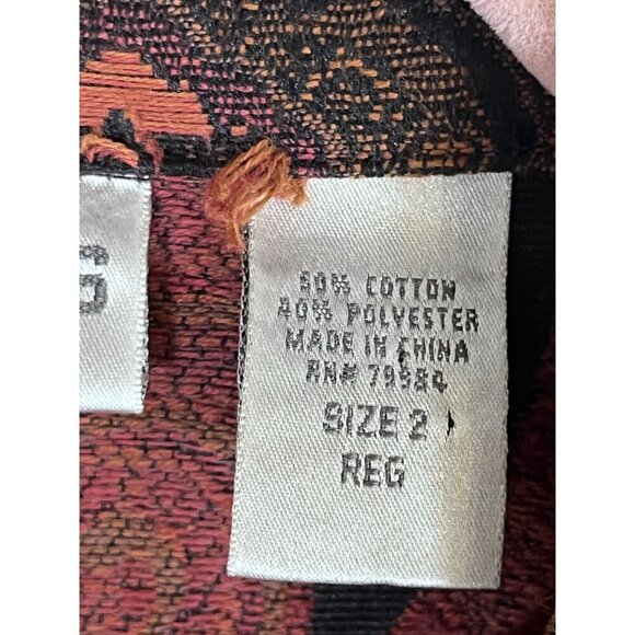 Chicos Floral Jacket L Orange Retro Boho Western Paisley Tapestry Artsy Classic - Picture 11 of 13